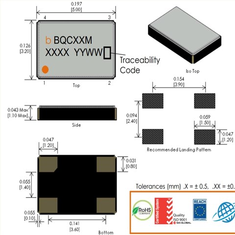 BQCSC系列晶振,5032mm,BQCSC-24MF-DBBGT,24MHZ,Bliley智能手機晶振